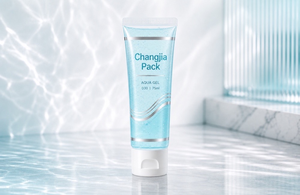 D30 75ml Clear Aqua Gel Offset Hot Silver Cosmetic Tube