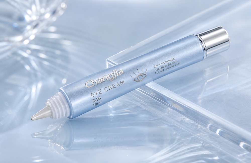 D16 10ml Icy Blue Nozzle Silver Hot Stamping Eye Cream Tube