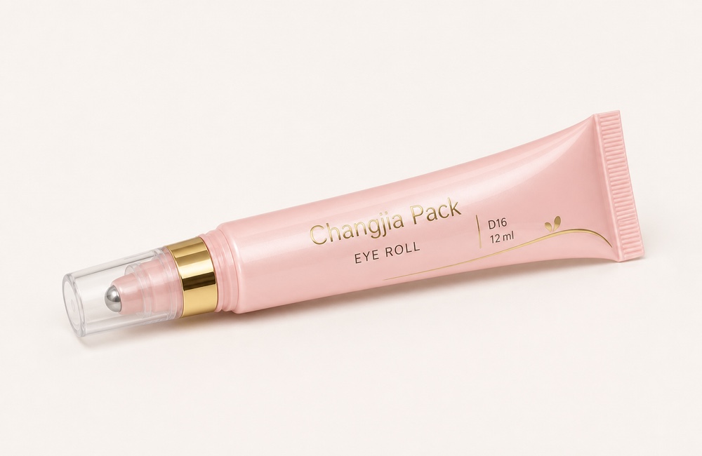 D16 12ml Pink Roller Silk Screen Hot Gold Eye Cream Tube
