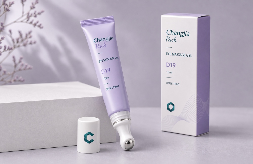D19 15ml Lavender Massage Head Offset Eye Cream Tube