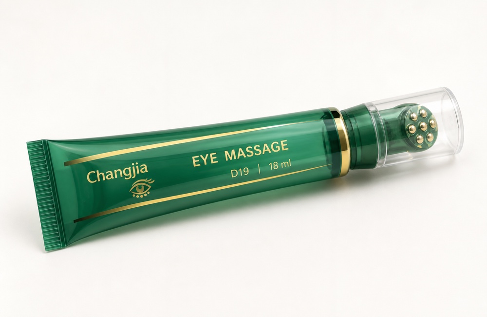 D19 18ml Green Massage Head Silk Screen Hot Gold Eye Cream Tube