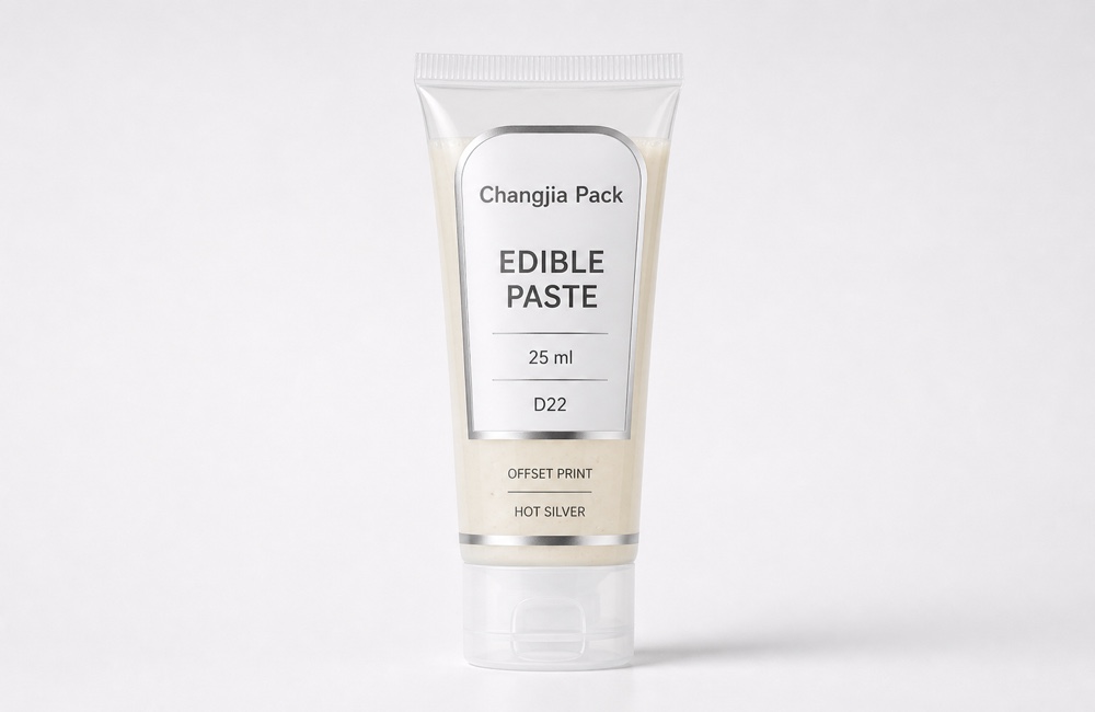 D22 25ml Clear Edible Paste Offset Hot Silver Food & Nutraceutical Tube