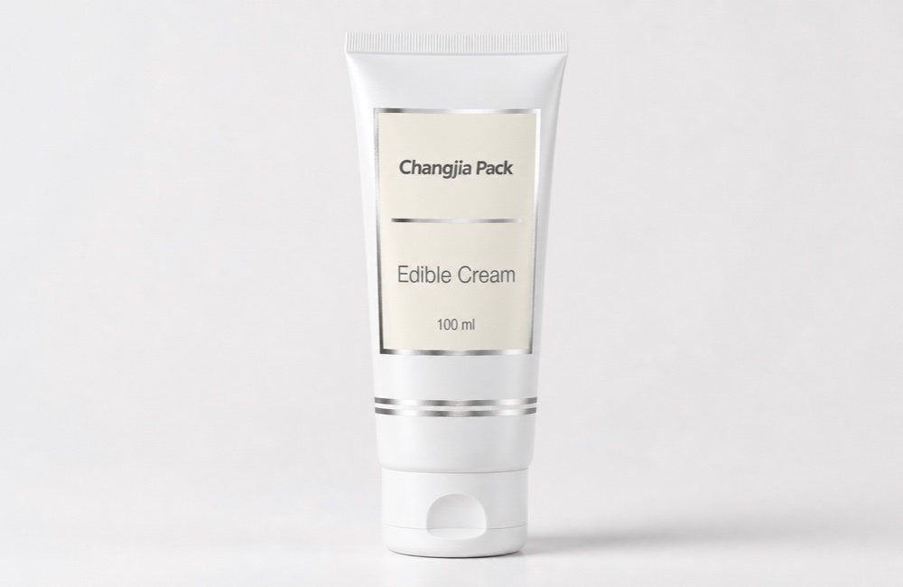 D35 100ml White Edible Cream Offset Hot Silver Food & Nutraceutical Tube