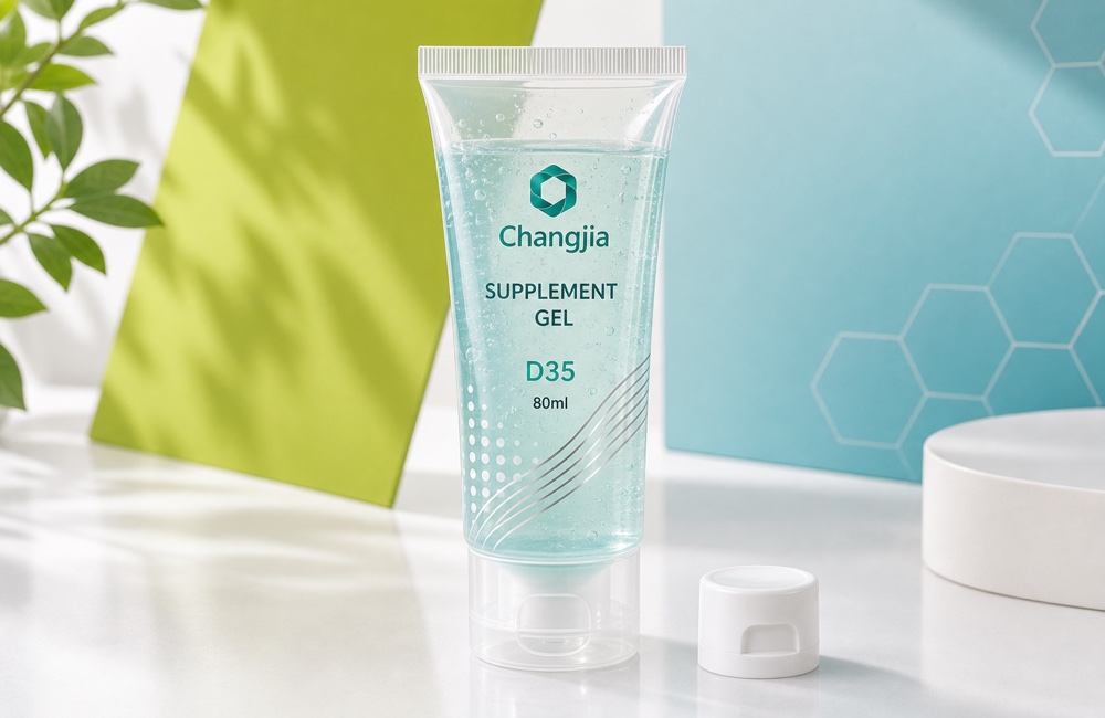 D35 80ml Supplement Gel Aqua Clear Offset Hot Silver Food & Nutraceutical Tube