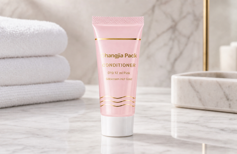 D19 12ml Pink Conditioner Silk Screen Hot Gold Hotel & Travel Tube