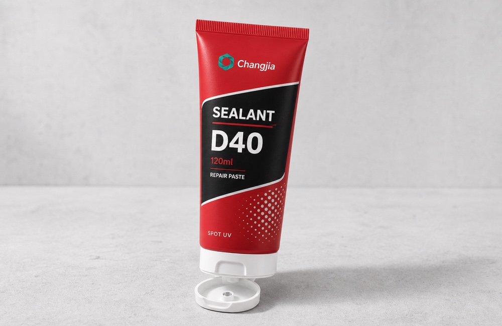 D40 120ml Red Sealant Flip Cap Offset Industrial Tube