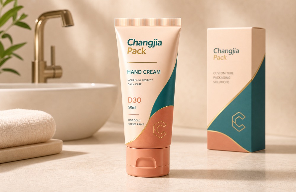 D30 50ml Hand Cream Flip Cap Offset Hot Gold Personal Care Tube
