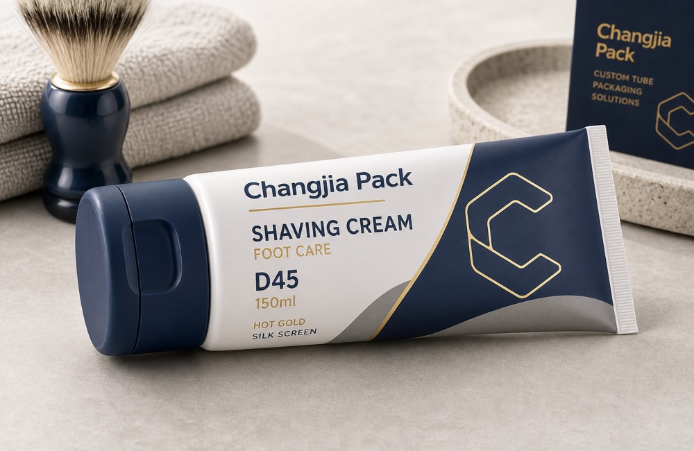 D45 150ml Shaving Foot Care Oval Flip Cap Silk Screen Personal Care Tube