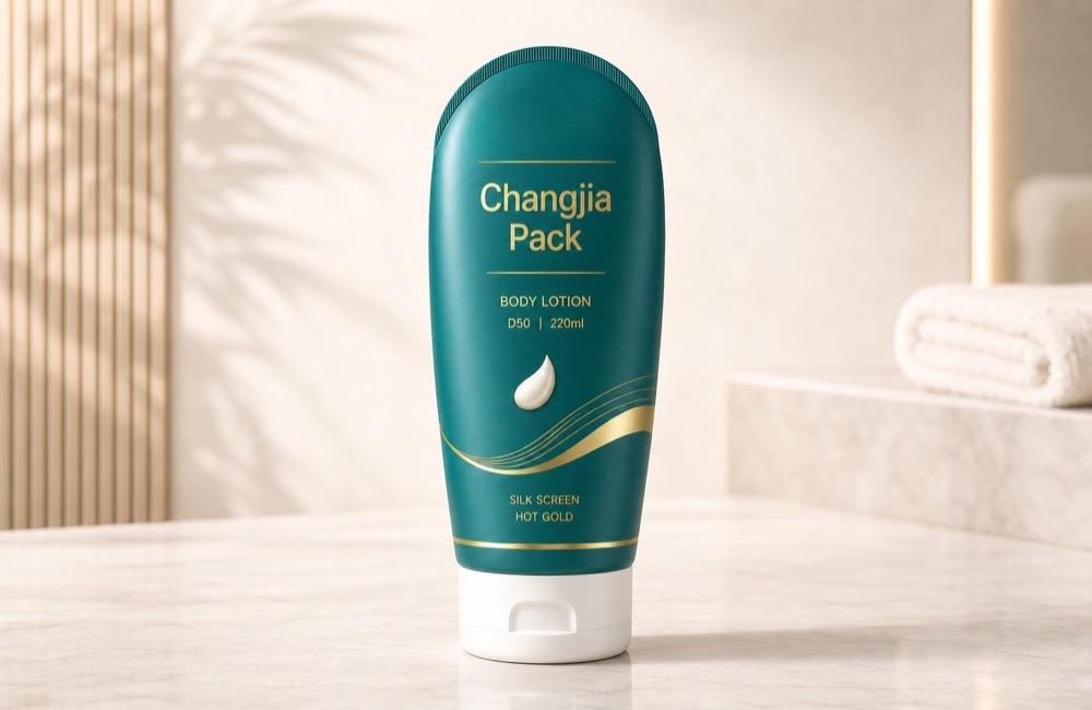D50 220ml Teal Body Lotion Oval Silk Screen Hot Gold Personal Care Tube